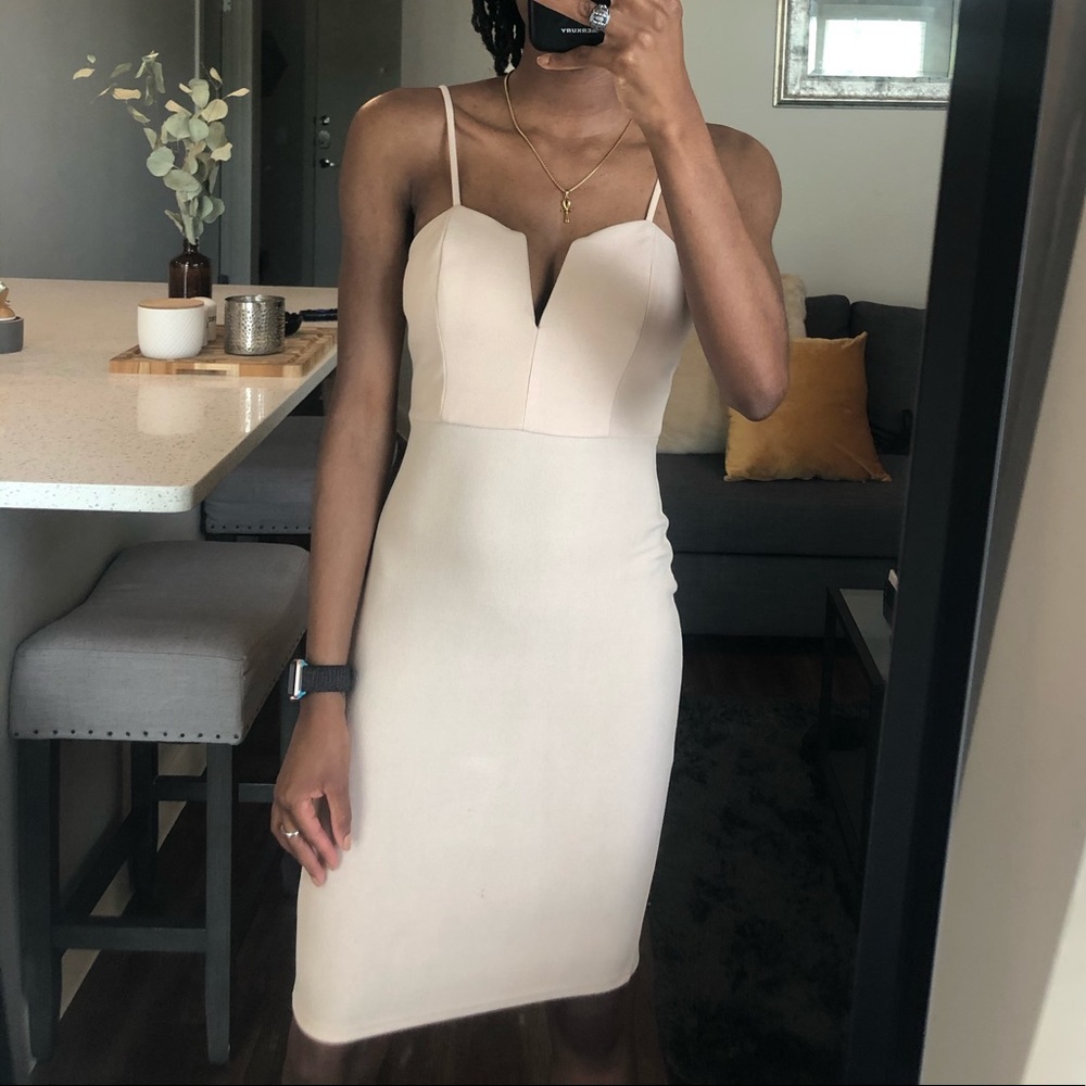 Tan Knee Length Dress